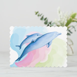 Amazing sea with dolphins invitation