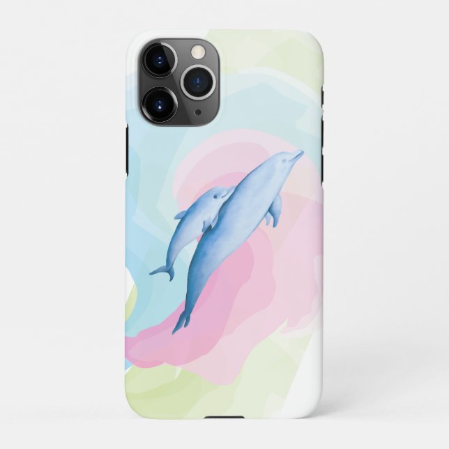 Amazing sea with dolphins iPhone case (Back)