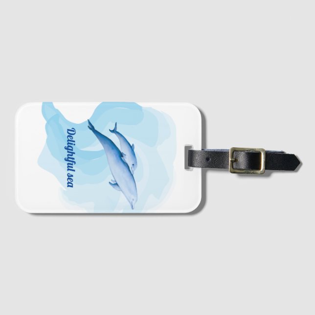 Amazing sea with dolphins luggage tag (Front Horizontal)