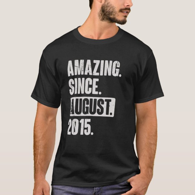 Amazing Since August 2015 7 Year Old 7th Birthday  T-Shirt (Front)