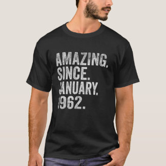 Amazing Since January 1962 61 Years Old 61st Birth T-Shirt