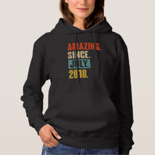 Amazing Since July 2018 4 Year Old 4th Birthday Hoodie