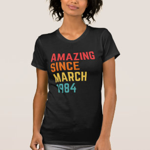 Amazing Since March 1984 Funny 37th Birthday Gif T-Shirt