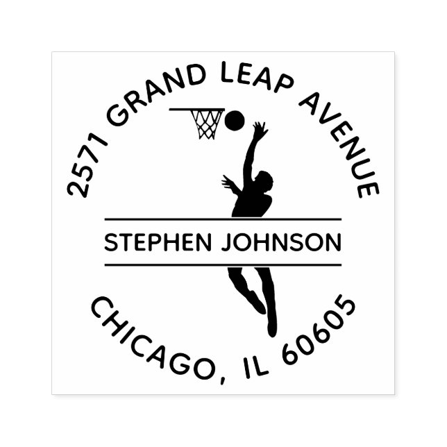 Amazing Slam Dunk Basketball Player Return Address Rubber Stamp (Imprint)