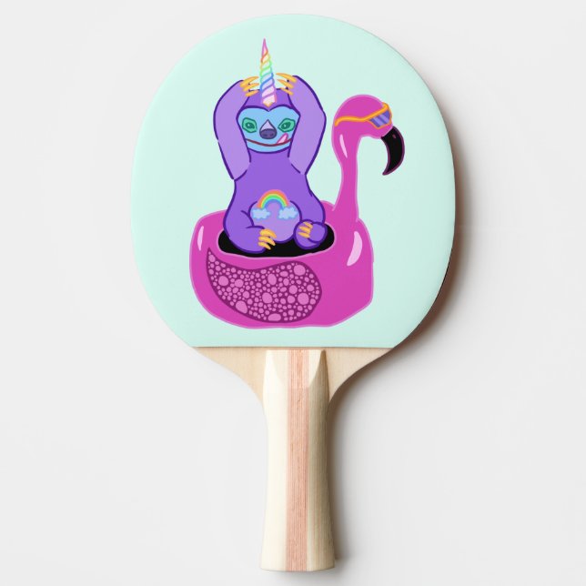 Amazing Slothicorn Pool Party! Ping Pong Paddle (Front)