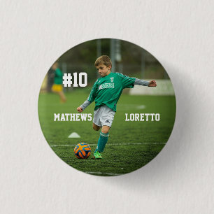 Amazing Soccer Player Add Name Number and Photo 3 Cm Round Badge