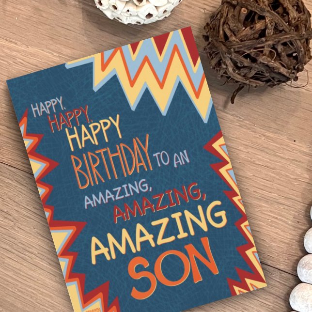 Amazing Son Birthday Modern Inspirivity Card (Creator Uploaded)