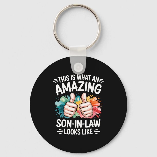 Amazing son in law present funny dad husband key ring (Front)