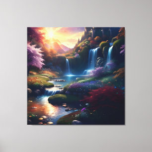 Amazing Splendour Waterfall Autumn Landscape 1 Canvas Print