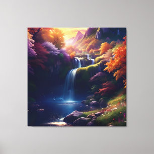 Amazing Splendour Waterfall Autumn Landscape 7 Canvas Print