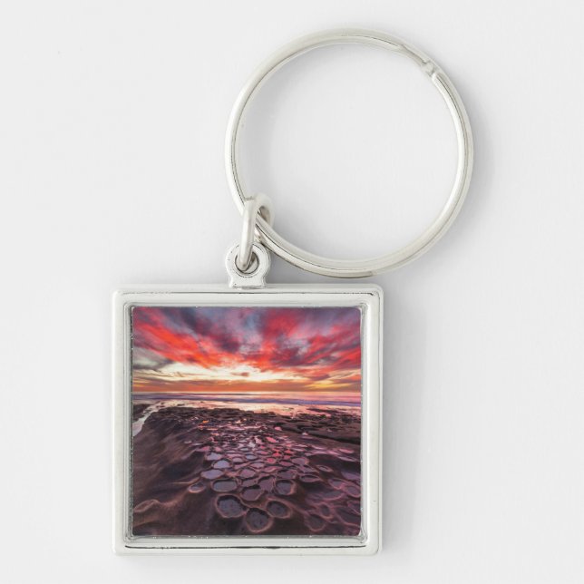 Amazing sunset at the tide pools key ring (Front)