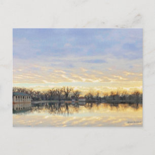 Amazing Sunset over Washington Park Lake Denver CO Postcard