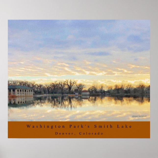 Amazing Sunset over Washington Park Lake Denver CO Poster (Front)