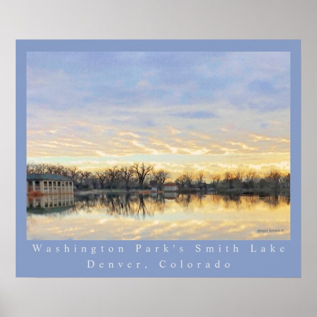 Amazing Sunset over Washington Park Lake Denver CO Poster (Front)