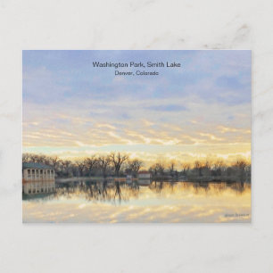 Amazing Sunset, Washington Park Lake, Denver CO Postcard