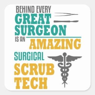 Amazing Surgical Scrub Tech Funny Surgeon Square Sticker