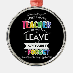 amazing teacher is hard to find impossible forget metal tree decoration