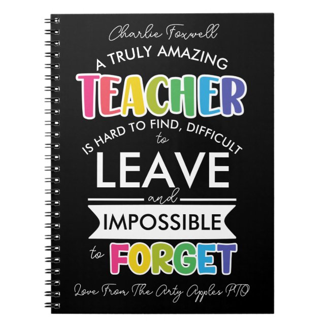 amazing Teacher retirement leaving gift Notebook (Front)