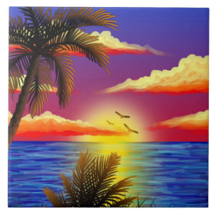 amazing tropical sunset tile