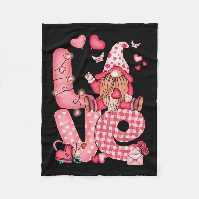 Amazing Valentine Love Gnome Valentine's Day  Fleece Blanket (Front)