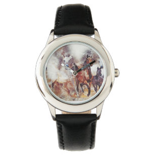Amazing white and bay horses in a gallop watch