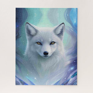 Amazing White Snow Fox on Icy Land Jigsaw Puzzle