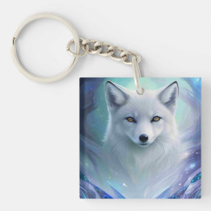 Amazing White Snow Fox on Icy Land Key Ring