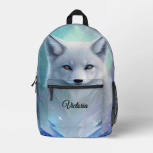 Amazing White Snow Fox on Icy Land Personal Printed Backpack