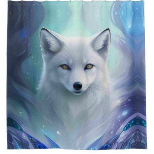 Amazing White Snow Fox on Icy Land Shower Curtain