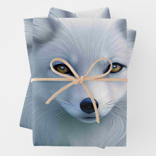 Amazing White Snow Fox on Icy Land Wrapping Paper Sheet
