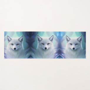Amazing White Snow Fox on Icy Land Yoga Mat