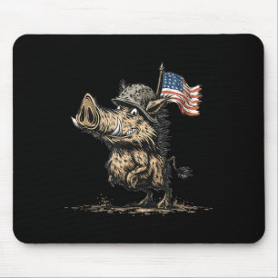 Amazing Wild Hog in Military Look Mouse Mat