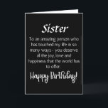 AMAZING WISHES FOR MY **SISTER'S** BIRTHDAY  CARD<br><div class="desc">LET ***YOUR SISTER*** KNOW (LIKE YOU PROBABLY ALWAYS DO) HOW MUCH HE OR SHE MEANS TO YOU ON "HIS OR HER BIRTHDAY" THIS YEAR! AND,  THANK YOU SO MUCH FOR STOPPING BY ONE OF MY EIGHT STORES!!!!</div>