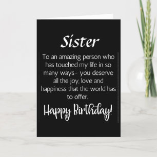 AMAZING WISHES FOR MY **SISTER'S** BIRTHDAY CARD