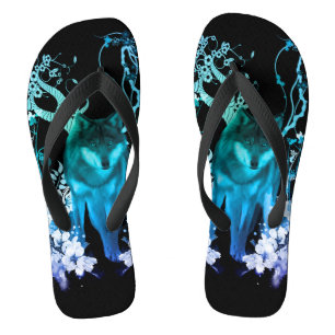 Amazing wolf flip flops