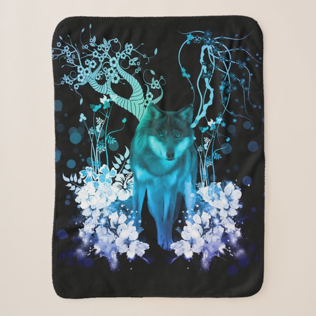 Amazing wolf sherpa blanket (Front)