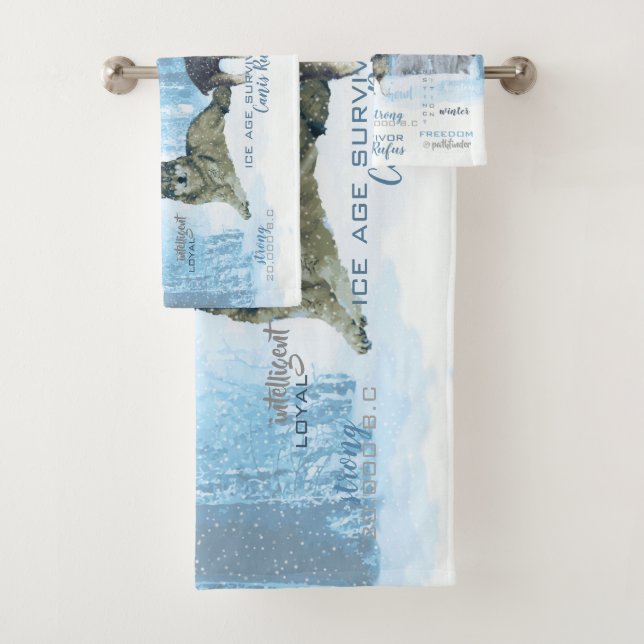 Amazing Wolves Typography | Personalised Bath Towel Set (Insitu)