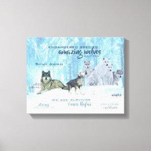Amazing Wolves Typography   Personalised Canvas Print