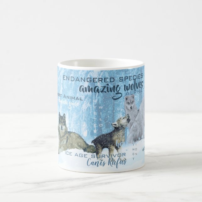 Amazing Wolves Typography | Personalised Coffee Mug (Center)