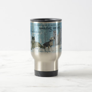 Amazing Wolves Typography   Personalised Travel Mug