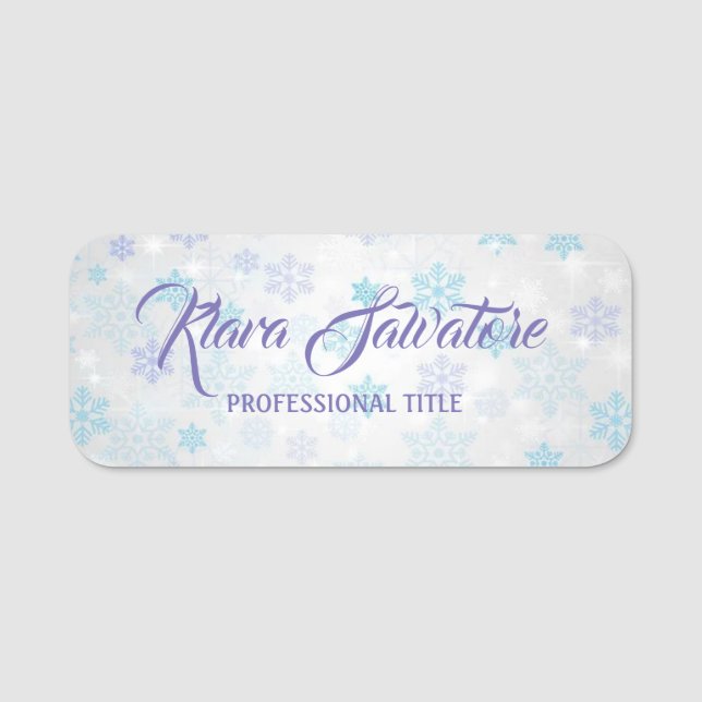 Amazing Wonderful Christmas Blue SNowflake Name Tag (Front)