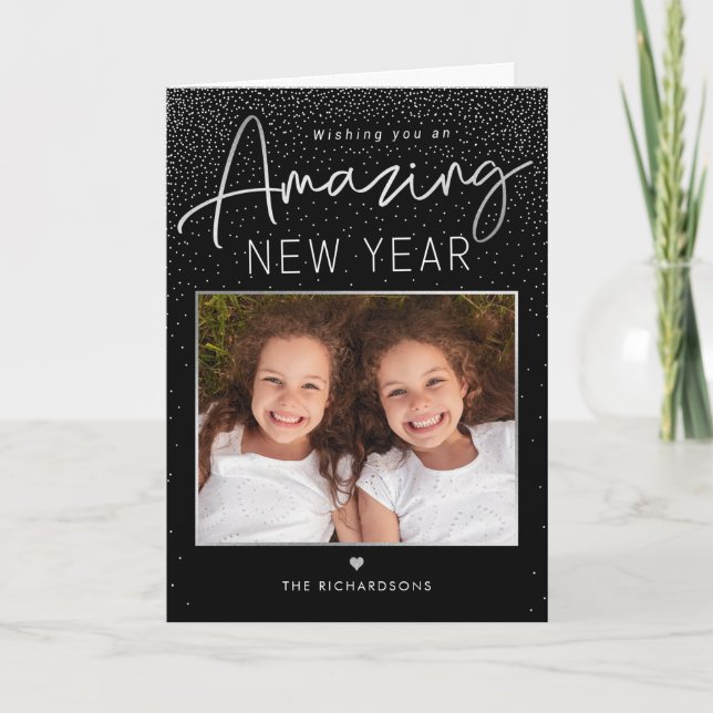 Amazing Year Modern Happy New Year Photo Card (Front)