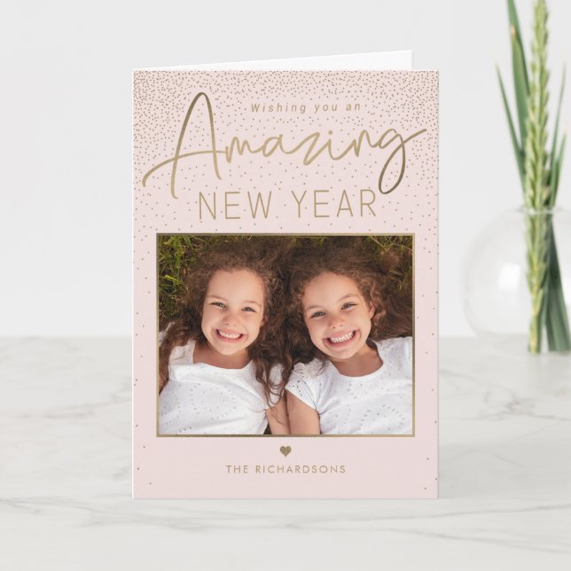 Amazing Year Modern Happy New Year Photo Card (Front)