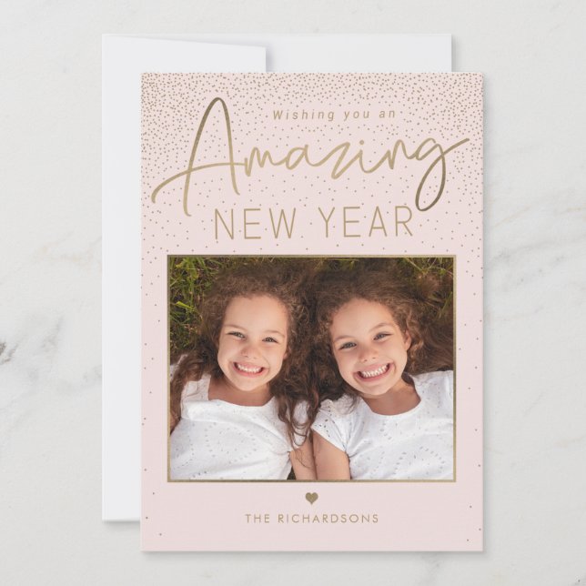 Amazing Year Modern Happy New Year Photo Card (Front)