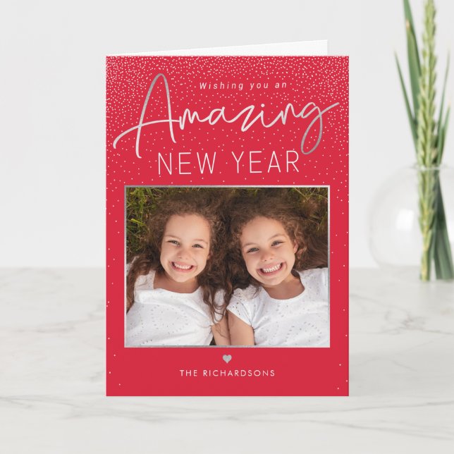 Amazing Year Modern Happy New Year Photo Card (Front)