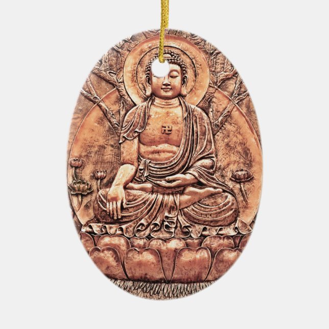 Amazingly Detailed Copper Buddha Ceramic Tree Decoration (Front)