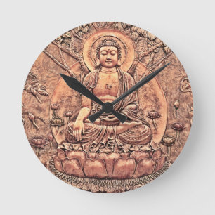 Amazingly Detailed Copper Buddha Round Clock