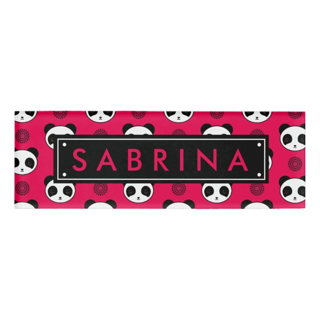 Amazingly Kawaii Panda Mandala Pattern Name Tag (Front)