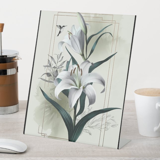 Amazon Lily Art – Gold & Scandi Style Pedestal Sign (In SItu)