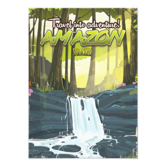Amazon rainforest cartoon travel poster